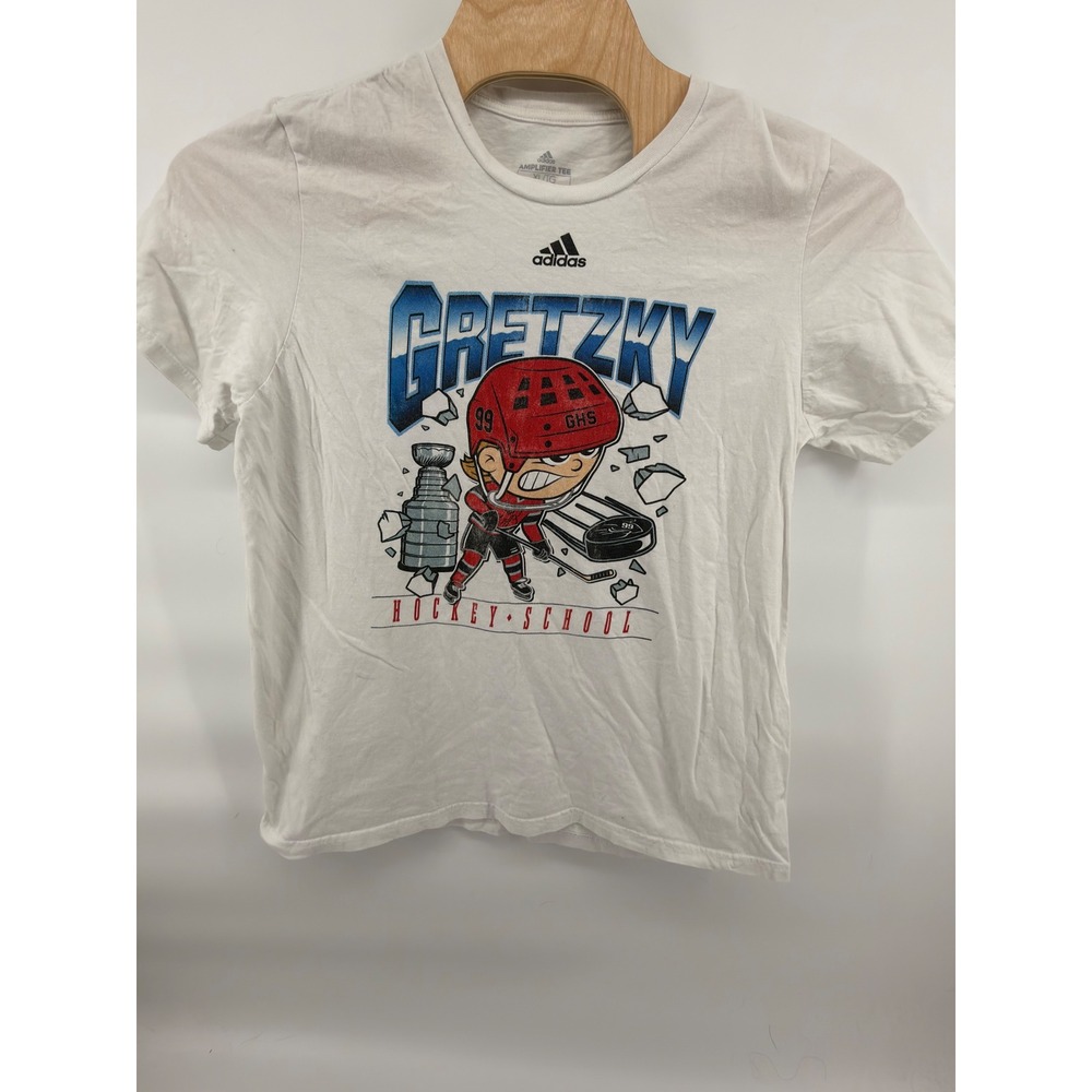 Adidas Wayne Gretzky Hockey School Graphic Shirt Men's XL White Amplifier Tee